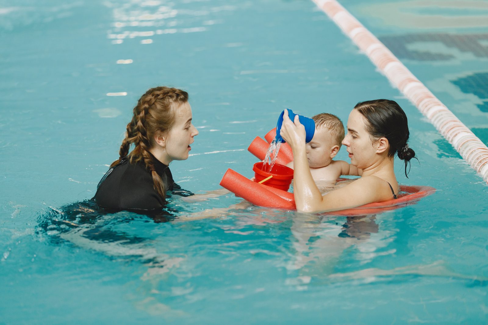An infant swim lesson
