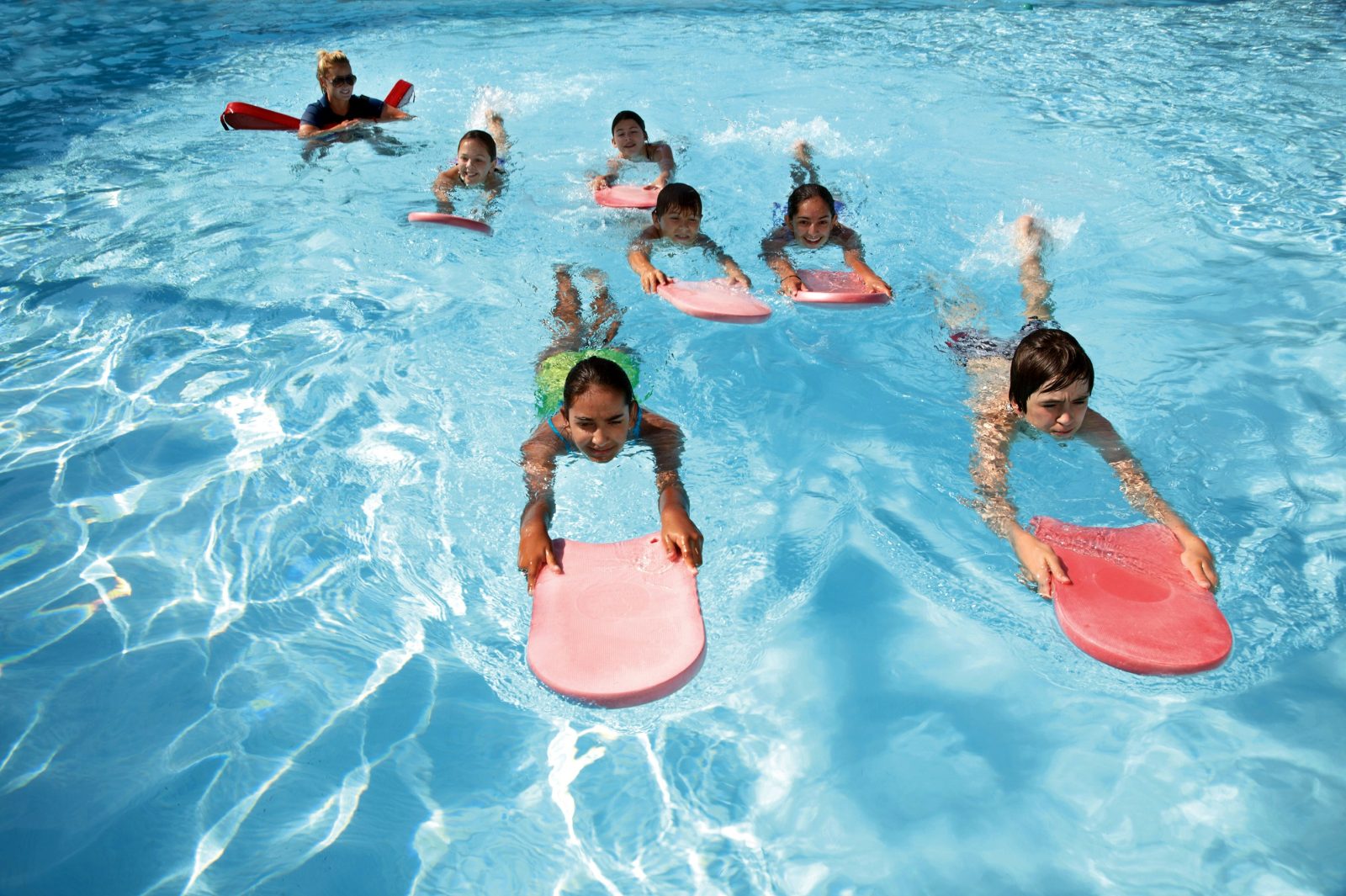 A school-aged swim lesson